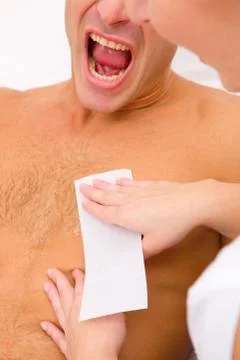 Man yelling while waxing Foto stock