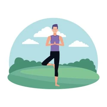 Man yoga pose Stock Illustration