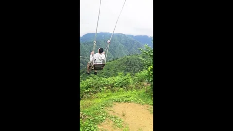 Man on a zipline in the mountains. Stock Footage 282659176