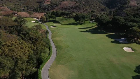 Man_buggy_Golf_footagedrone Video stock 108485022