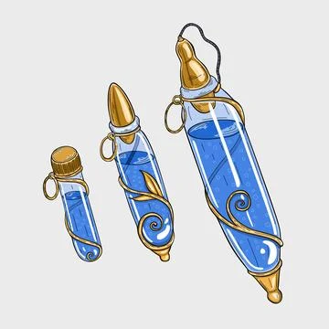 Mana potions isolated on grey background. Vector illustration Illustrazione stock