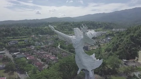 Manado, Indonesia - November/18/2018: Monumen Yesus Memberkati Stock Footage