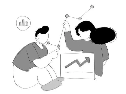 Manage control target chart statistics analysis of economics graph target Stock Illustration