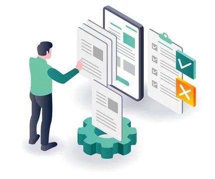 Manage data products and checklists Stock Illustration