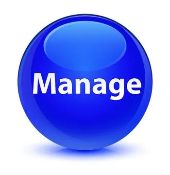 Manage glassy blue round button 스톡 일러스트
