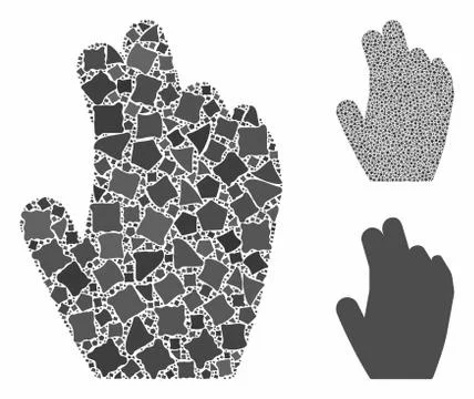 Manage hand Composition Icon of Irregular Pieces Illustrazione stock