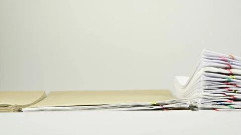 Manage paper report in envelope on table time lapse Stock Footage 49186328
