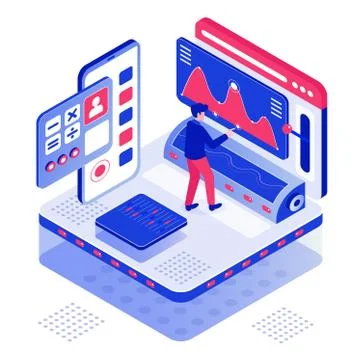 Manage your dashboard isometric vector illustration Stock Illustration