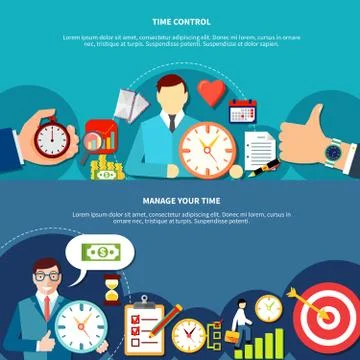 Manage Your Time Banners Stock Illustration