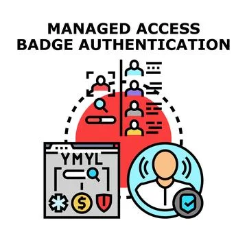 Managed access badge authentication system managing user data Stock Illustration