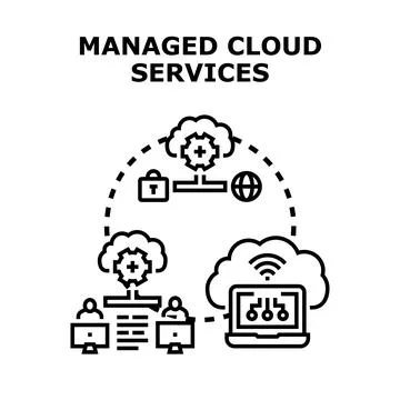 Managed cloud services concept planning global networking Stock-Illustration
