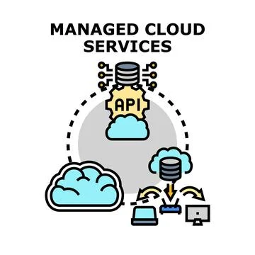 Managed cloud services offering data integration and api access イラスト素材