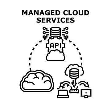 Managed cloud services offering data integration and api access Stock Illustration