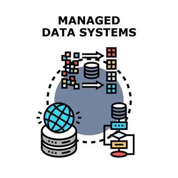 Managed data systems cloud computing technology concept 스톡 일러스트