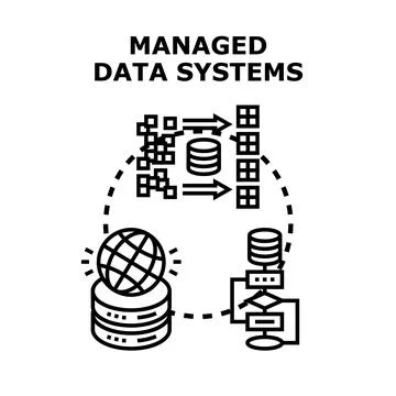 Managed data systems cloud computing technology concept Illustrazione stock