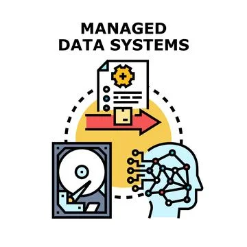 Managed data systems concept developing digital information strategy Stock Illustration