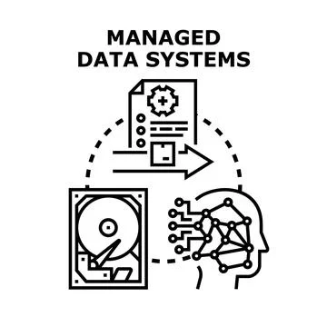 Managed data systems concept developing digital information strategy Stock Illustration
