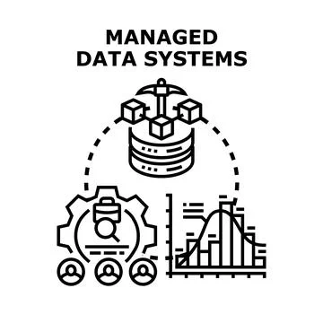 Managed data systems concept finding valuable insights Stockillustratie
