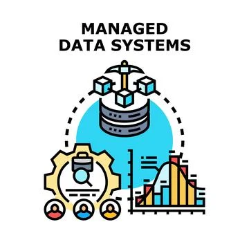 Managed data systems concept finding valuable insights Stock Illustration
