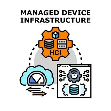 Managed device infrastructure concept for network administration Stock Illustration