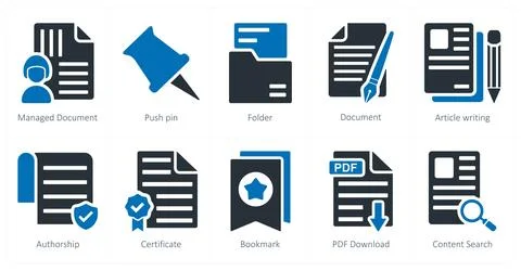 Managed document, push pin, folder Stock Illustration