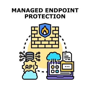 Managed endpoint protection system defending network devices Stock Illustration