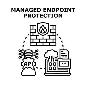 Managed endpoint protection system defending network devices イラスト素材