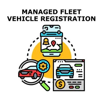 Managed fleet vehicle registration concept planning service Stock Illustration