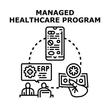 Managed healthcare program concept presenting health services Stock Illustration