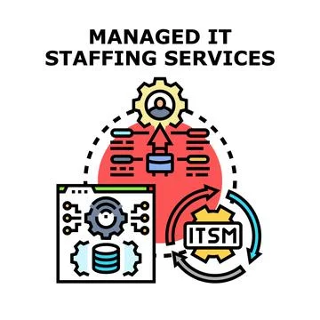 Managed it staffing services and it service management concept Stock Illustration