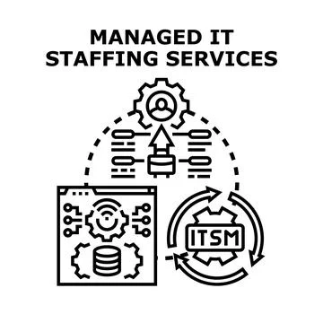 Managed it staffing services and it service management concept Stock Illustration