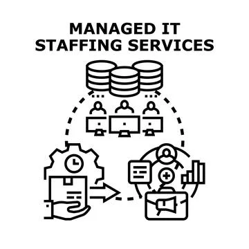 Managed it staffing services concept vector illustration Stock Illustration