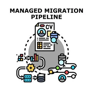 Managed migration pipeline process for career employment Stock Illustration