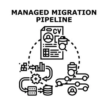 Managed migration pipeline process for career employment Stock Illustration