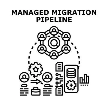Managed migration pipeline process for user data transfer Stock Illustration