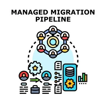 Managed migration pipeline process for user data transfer Stock Illustration