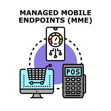 Managed mobile endpoints concept for network security 库存插图