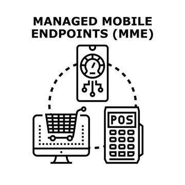 Managed mobile endpoints concept for network security 库存插图