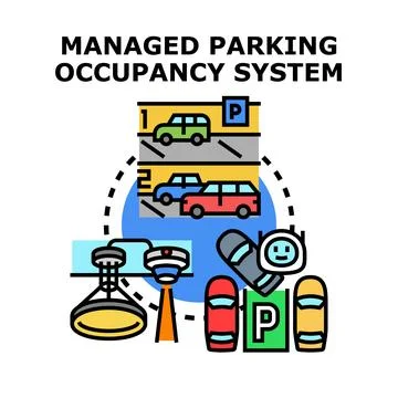 Managed parking occupancy system optimizing urban transport Stock Illustration