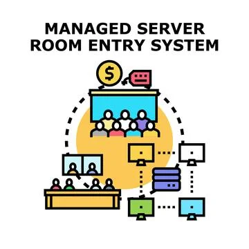 Managed server room entry system concept 库存插图