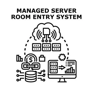 Managed server room entry system access control Stock Illustration