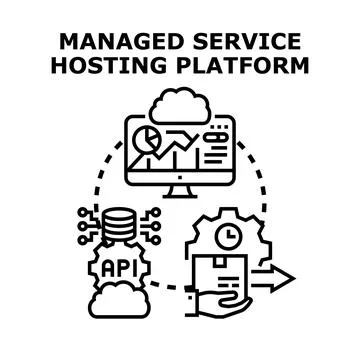 Managed service hosting platform delivering cloud infrastructure solutions Stock Illustration