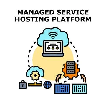 Managed service hosting platform providing cloud computing solutions Stock Illustration