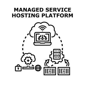 Managed service hosting platform providing cloud computing solutions Stock Illustration