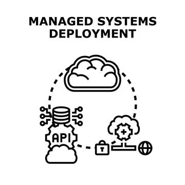 Managed systems deployment integrating cloud api and database security 스톡 일러스트