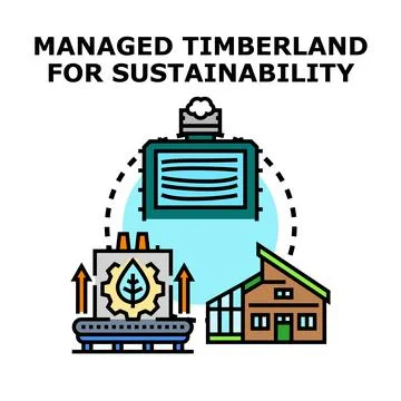 Managed timberland implementing sustainable forestry and energy solutions Stock Illustration