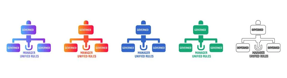 Managed Unified Data Rules Icons Illustrazione stock