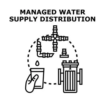 Managed water supply distribution system concept Stock Illustration