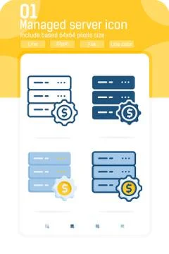 Managed web hosting server premiun icon with multiple style 스톡 일러스트