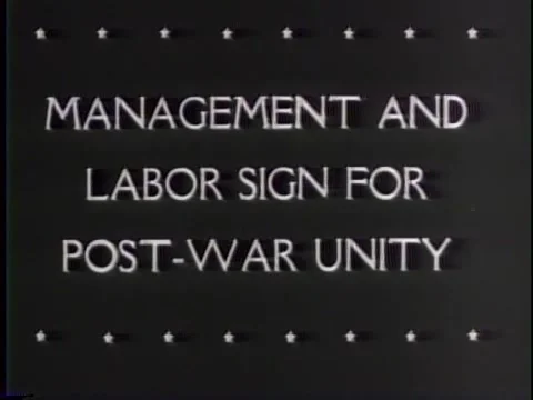 Management and Labor sign for Post War Unity meeting in USA 1942 Stock Footage 170804033
